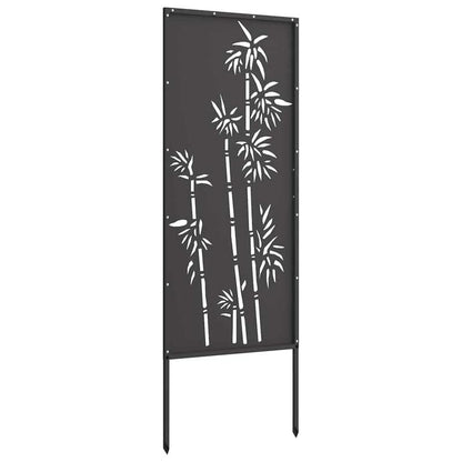 Tuinscherm – Privacyscherm – Schuttingpaneel – Balkonafscheiding – Terrasscherm – Zwart Met Bloemmotief – 50x140 cm – Koudgewalst Staal