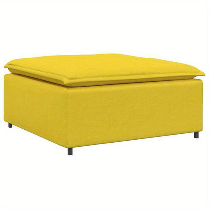 Voetbank – Poef – Hocker – Zithocker – Zitbank – Modular – Lichtgeel – 100x100x48 cm – Comfortabele Afmetingen – Onderhoudsvriendelijke Stof