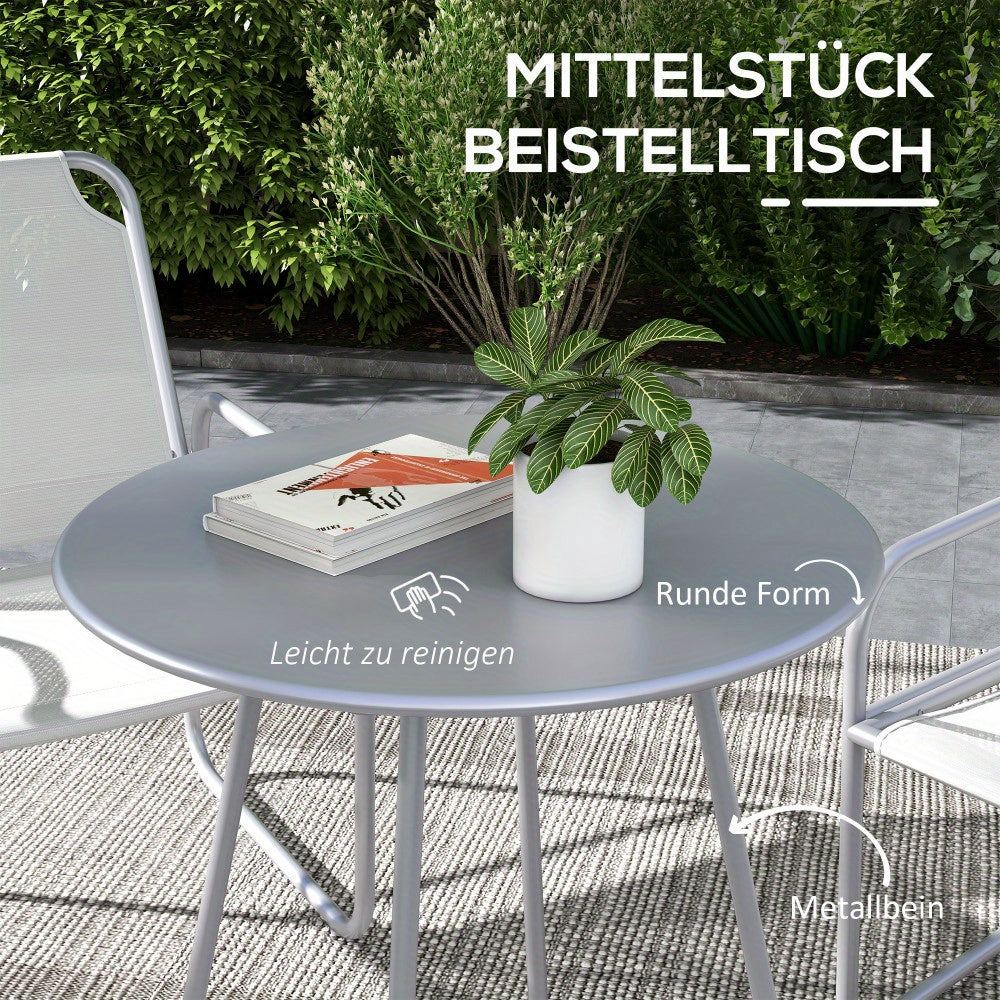 Balkonset – Bistroset – Tuinset – Buitenmeubelset – Zitgroep – Lichtgrijs – Gecoat Staal – Compact Formaat