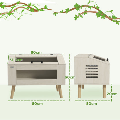 Terrarium Reptielenhuisje – Vivarium – Slang Terrarium – Reptielen Terrarium – Hagedis Terrarium – Natuurlijk Hout – 111 Liter – Zijventilatie met Veiligheidsglas