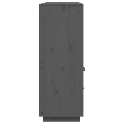 Hoogkast – Opbergkast – Dressoir – Kledingkast – Vitrinekast – Massief Dennenhout – 3 Deuren & 3 Laden – Grijs Afgelakt