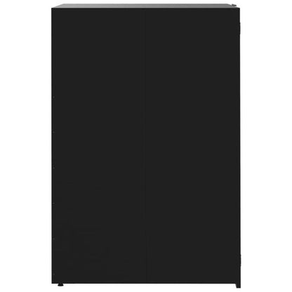 Prullenbak – Afvalbak – Pedaalemmer – Afvalemmer – Vuilnisbak – Stalen Deksel – Dubbel Met Wielen – 138x79x117 cm – Duurzaam Zwart