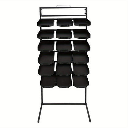 Hoedenrek – Hoedenhouder – Pettenrek – Hoedendisplay – Hoedenkast – Modern Design – Metalen Stabiele Constructie – 18 Trays – Compacte Afmetingen