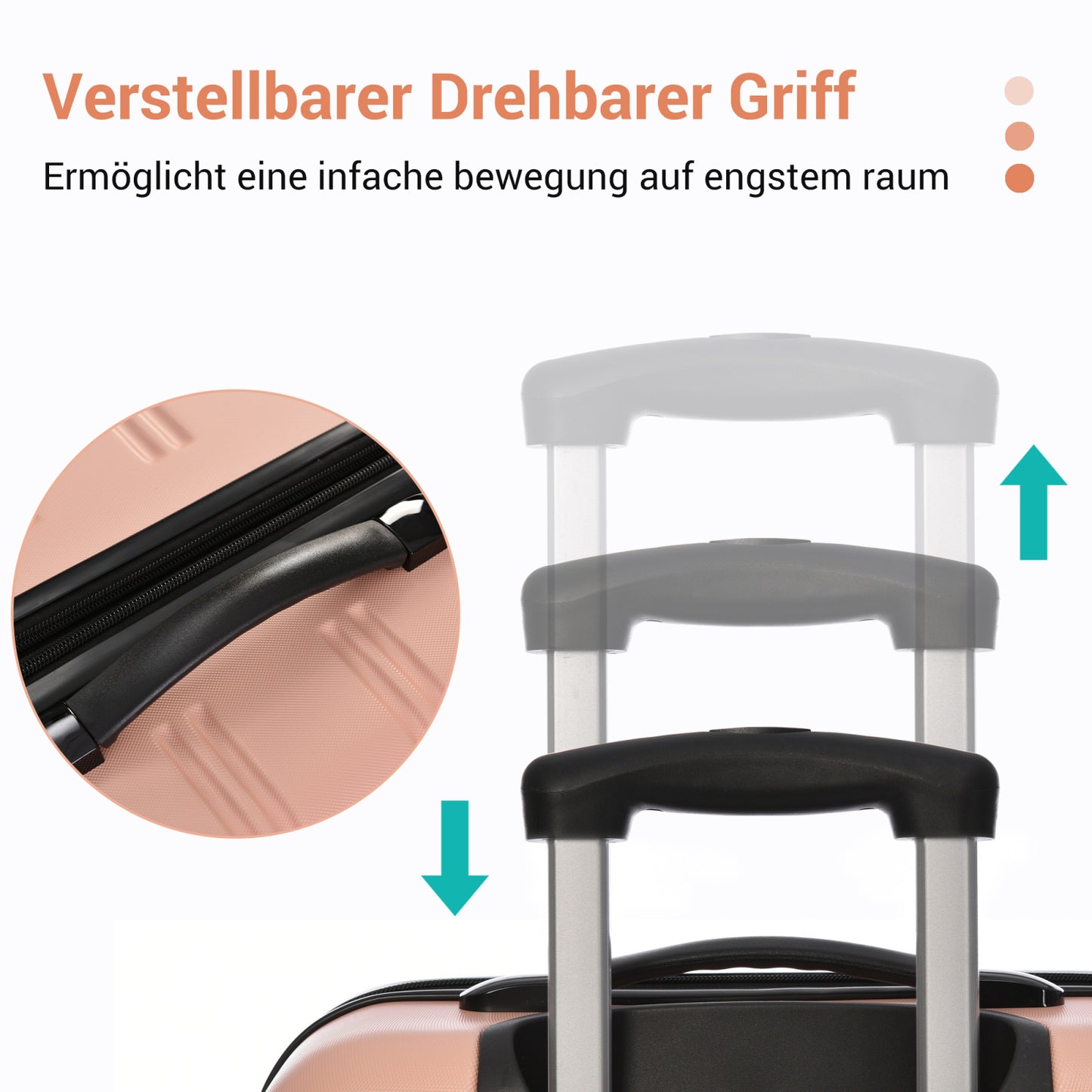 Kofferset – Reiskoffers – Trolleyset – Bagageset – Handbagagekoffer – Lichtgewicht ABS – 3-Delig Met 4 Wielen & Uitschuifbare Trekstang
