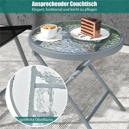 3-Delige Balkonset – Opvouwbare Tuinset – Bistroset – Balkonmeubilair – Terrasmeubilair – Extra Breed Zitvlak 57 cm – Duurzaam Metalen Frame