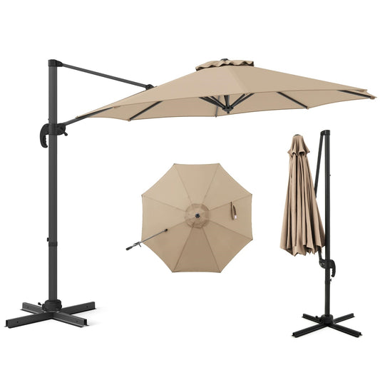 Parasol – Zweefparasol – Stokparasol – Tuinparasol – Balkonparasol – Rond – 300 x 300 cm – 360° Draaibaar Met Voetpedaal
