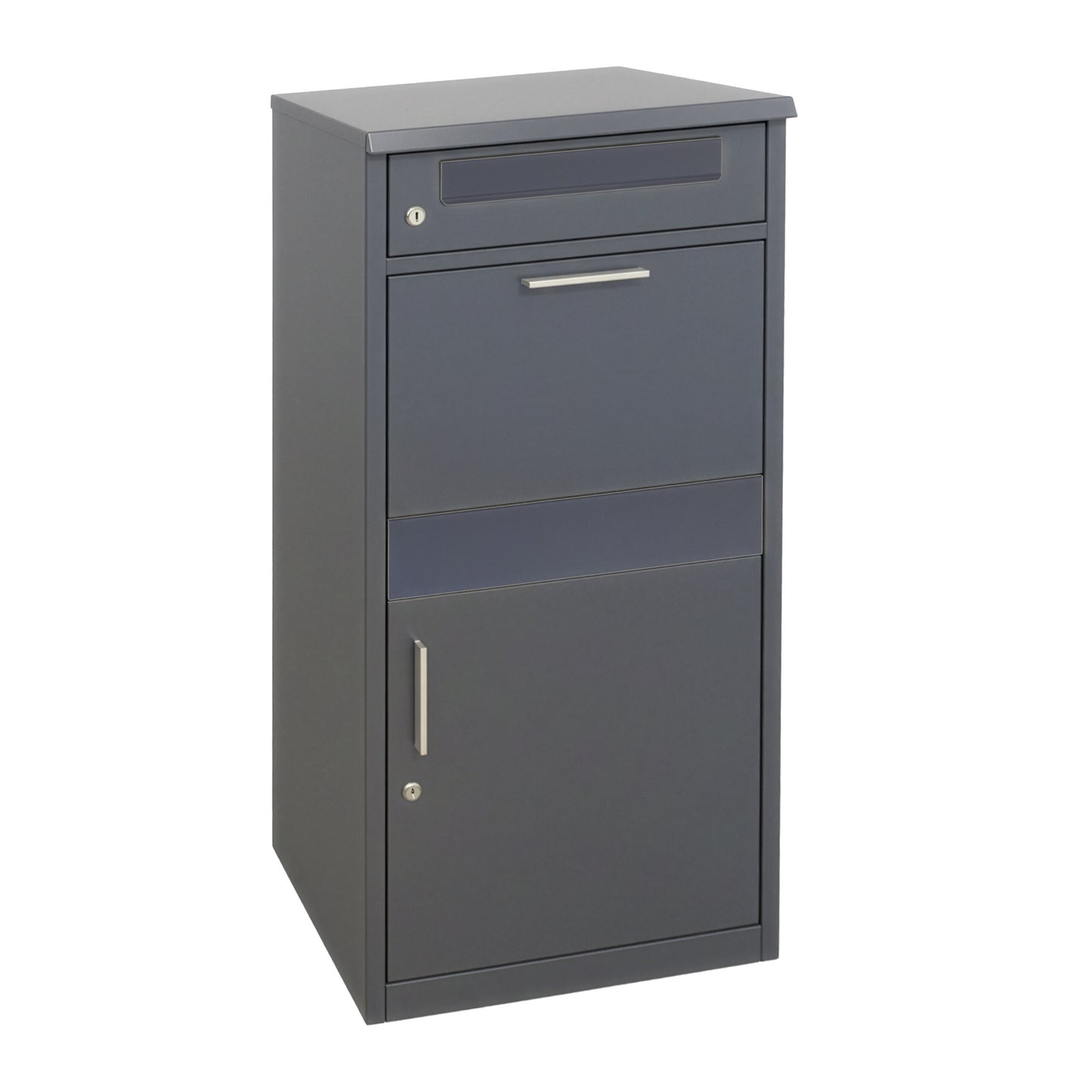 Brievenbus – Postbus – Pakketbrievenbus – Pakketbox – Brievenbus met Pakketvak – Donkergrijs – Ruim 112x50x37 cm – Weerbestendig Gepoedercoat Staal – Afsluitbaar Met 4 Sleutels