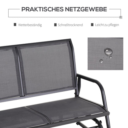 Tuinstoel – Schommelbank – Tuinbank – Loungestoel – Buitenbank – Metalen Frame – Ademend Mesh – Schommelfunctie – 2-Persoons – 120x70x88 cm