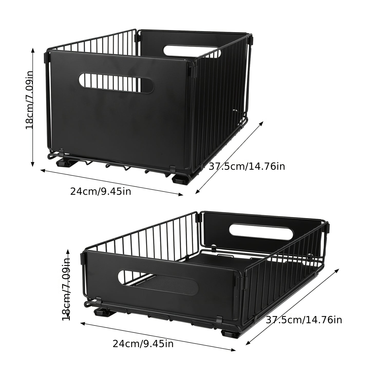 Keukenkast Organizer – Gootsteenkast Organizer – Kast Organizer – Kitchen Organizer – Lade Organizer – Metalen 2-delige Set – Ruimtebesparend Uitschuifbaar – 38x25x18 cm – Stevig Metaal – Modern Design