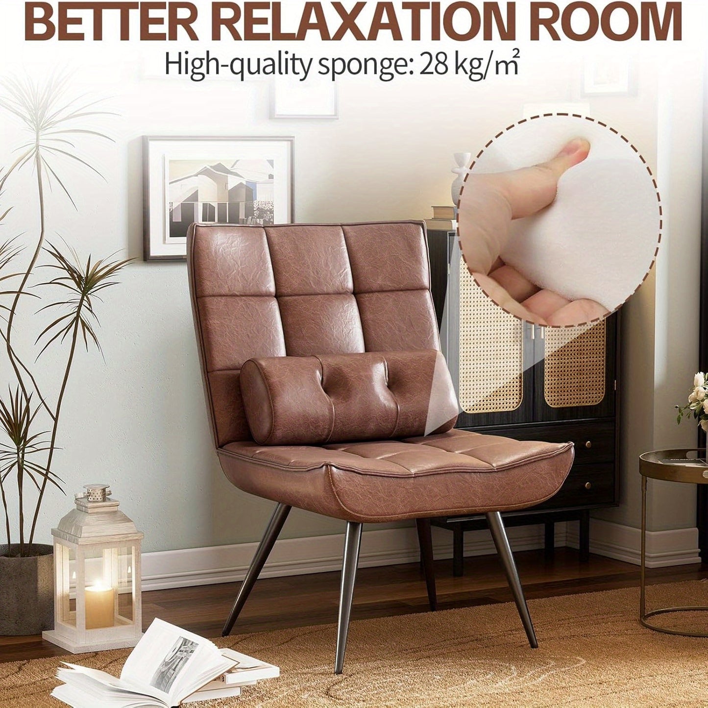 Leren Fauteuil – Lounge Stoel – Relaxstoel – Draaistoel – Vintage Leunstoel – Verstelbare Rugleuning – Comfortabel Elastisch Schuim