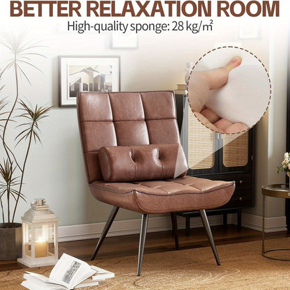 Leren Fauteuil – Lounge Stoel – Relaxstoel – Draaistoel – Vintage Leunstoel – Verstelbare Rugleuning – Comfortabel Elastisch Schuim