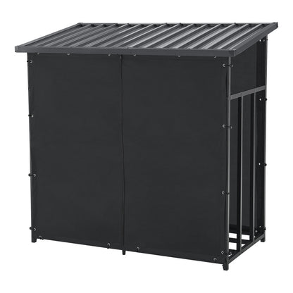 Houtopslagrek – Brandhoutrek – Haardhout Opbergrek – Buiten Houtopslag – Metalen Houtrek – Weerbestendig – 145x143x70 cm