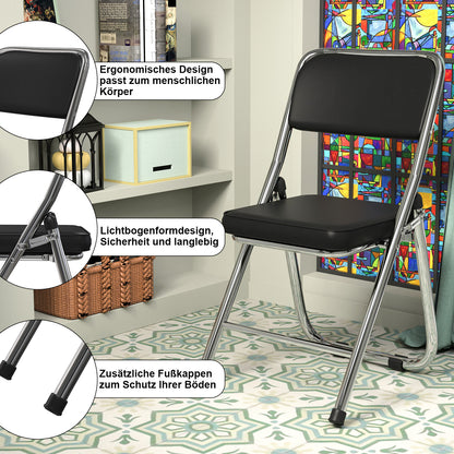 Eetkamerstoelen – Stoelenset – Kuipstoelen – Bistrostoelen – Kunstleren Stoelen – Zwart – Comfortabele Schuimvulling – Stevig Metalen Frame