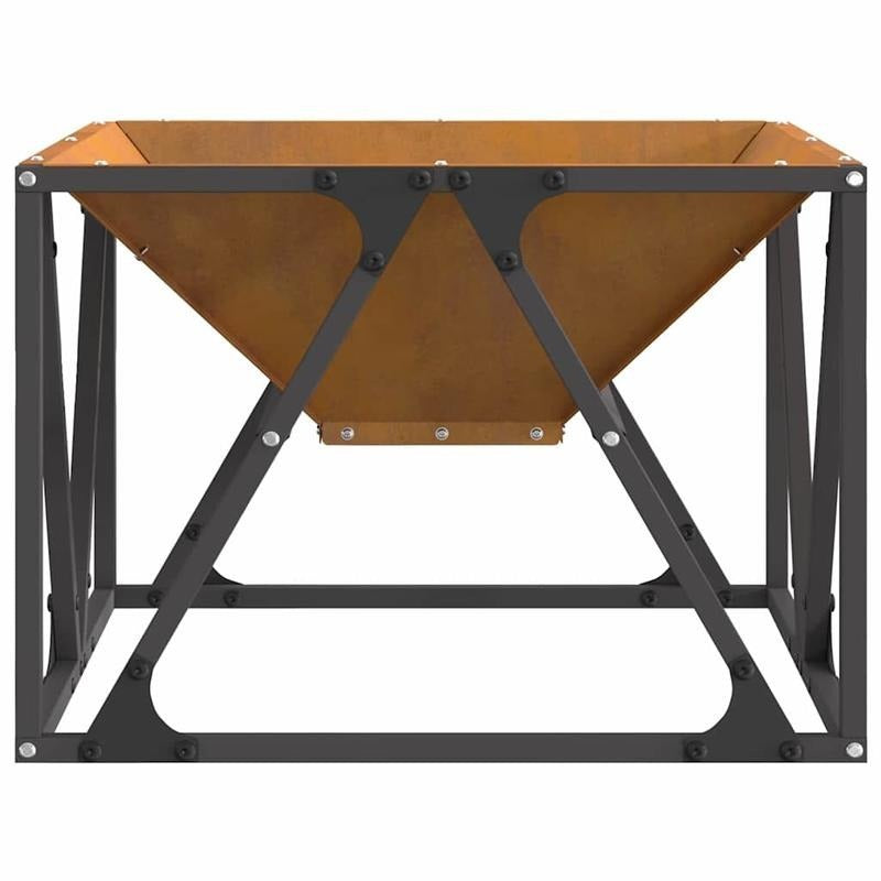 50x50x35cm Heavy-Duty Fire Pit - Portable Outdoor Wood-Burning Stove with Powder-Coated Brown, Compact Patio Heater for Garden, Balcony, Camping & Backyard (Assembly Required) - Durable Metal Fireplace