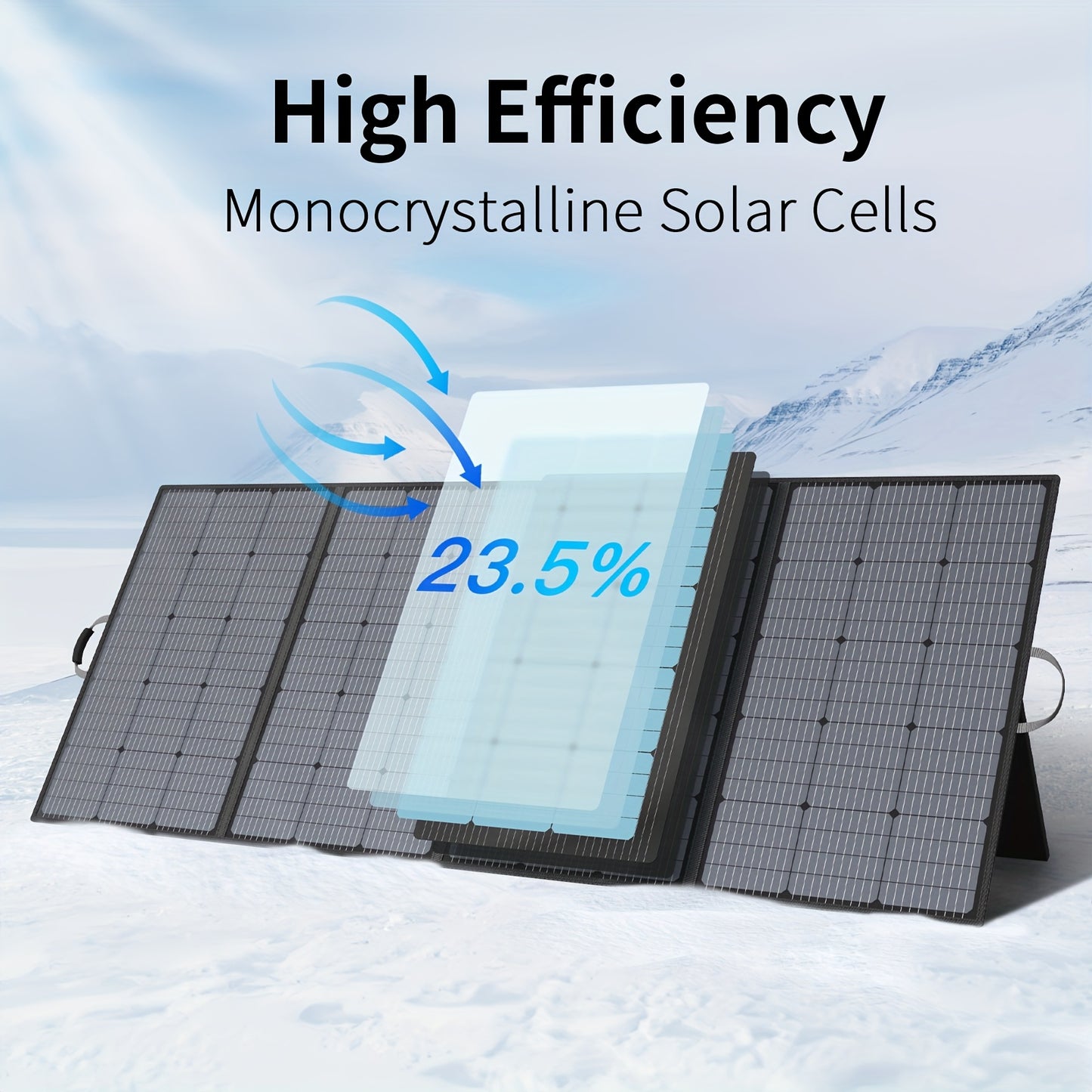 Zonnepaneel – Solar Panel – Zonne-energiepaneel – Opvouwbaar Zonnepaneel – Monokristallijn Zonnepaneel – 400W Vermogen – 23,5% Efficiëntie – Onderhoudsvrij – Verstelbare Beugel – MC4 Aansluiting