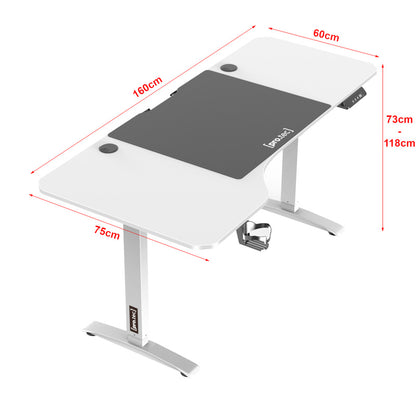 Bureau Elektrisch Verstelbaar – Zit Sta Bureau – Werkplek Meubel – Stevig Tafel – Verstelbare Werktafel – Met Geheugenfunctie – 160x75 cm Aluminium Frame – Draagkracht 80 kg