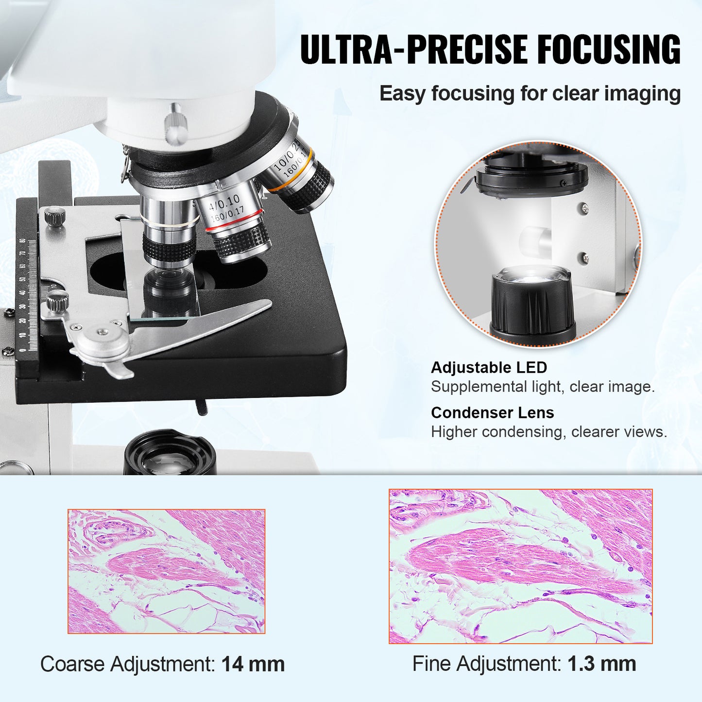 Microscoop – Trinoculair Microscoop – Compound Microscoop – Biologisch Microscoop – Laboratorium Microscoop – 40x-5000x Vergroting – Dubbele Laag Mechanische Preparaattafel