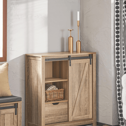 Schuifdeur Kast – Dressoir – Schoenenkast – Opbergkast – Kast Met Schuifdeur – Industrieel Design – Ruimtebesparend – 80x35x92 cm – Metaal En MDF