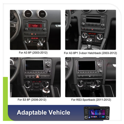 Android Autoradio – Multimedia Systeem – Navigatie Headunit – Touchscreen Radio – Audi A3 8P 7 Inch – Draadloos CarPlay & Android Auto – AHD Achteruitrijcamera Met Nachtzicht