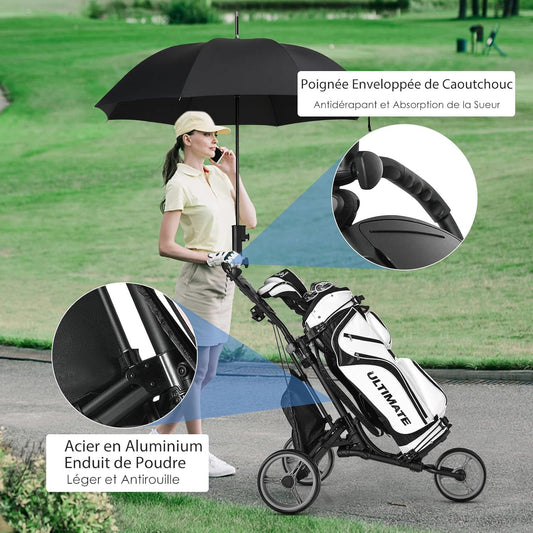 Golfwagen – Golfkar – Trolley – Golf Pushcart – Inklapbaar – Lichtgewicht Aluminium Frame – Verstelbare Handgreep 4 Hoogtestanden