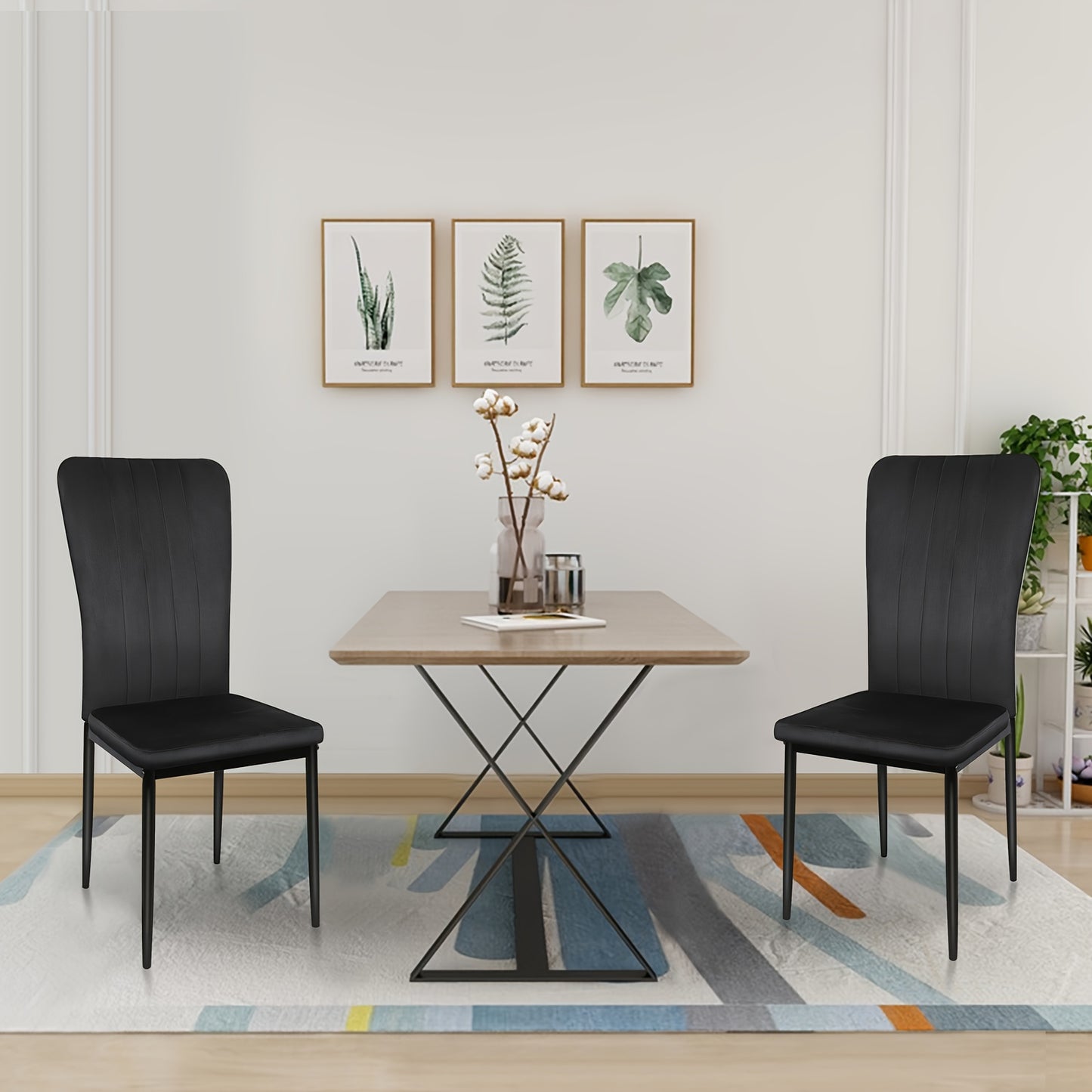 6-delige Zwarte Velvet Eetkamerstoel Set – Eetkamerstoel – Keukenstoel – Restaurantstoel – Stoel Met Rugleuning – Verticale Strepen – Zacht Fluwelen Bekleding – Lichtgewicht & Compact