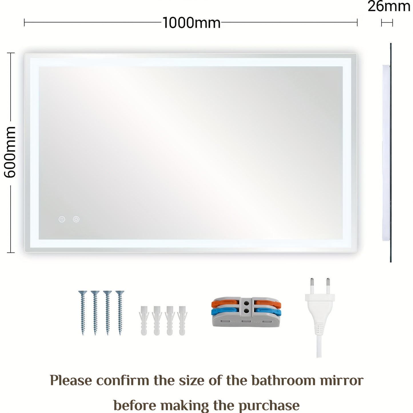 Verlichte Badkamerspiegel – Led Spiegel – Wandspiegel – Make-up Spiegel – Verlichte Spiegel – 100x60 cm – Instelbare Led-Verlichting – Metalen Frame