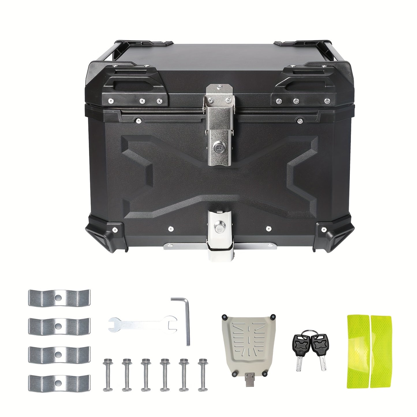 Motorfiets Topkoffer – Achterkoffer – Bagagebox – Helm Opbergbox – Toolbox – 55L Capaciteit – Aluminium Behuizing Zwart/Zilver