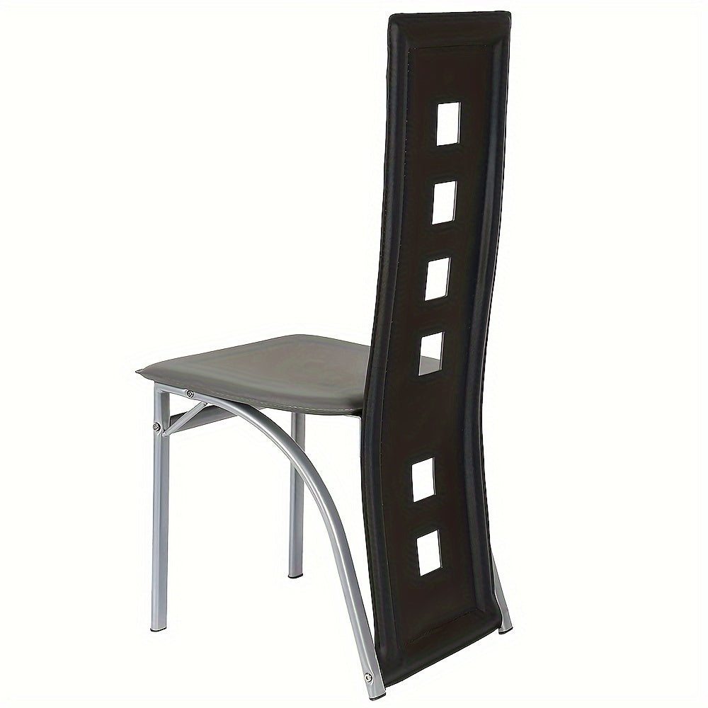 Eetkamerstoel – Stoel – Barstoel – Keukenstoel – Caféstoel – Set van 4 – Hoogwaardige PU Zitting – Ergonomische Rugleuning – Zwart-Grijs – Stevig & Comfortabel – Eenvoudige Montage