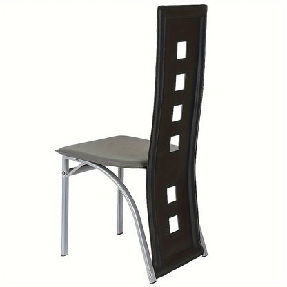 Eetkamerstoel – Stoel – Barstoel – Keukenstoel – Caféstoel – Set van 4 – Hoogwaardige PU Zitting – Ergonomische Rugleuning – Zwart-Grijs – Stevig & Comfortabel – Eenvoudige Montage