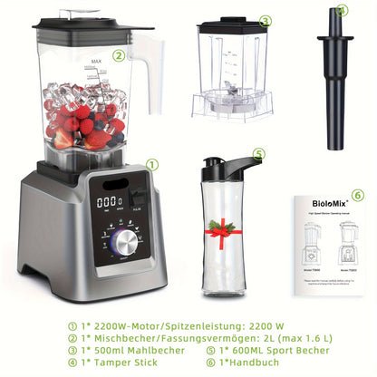 Blender – Keukenmachine – Smoothiemaker – Sapcentrifuge – 1,6 Liter – 2200 Watt – 6 Programma’s