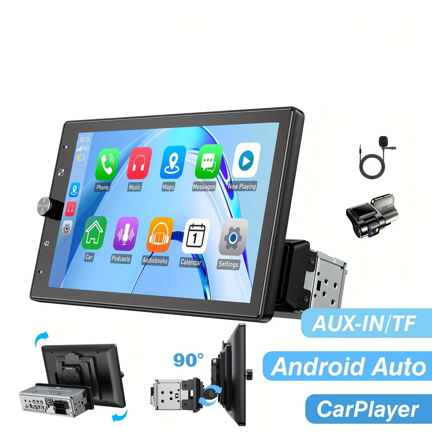 Autoradio – Auto Stereo – Multimedia Speler – Auto Radio – In-Car Entertainment – 10,4 Inch Draaibaar IPS Touchscreen – Ingebouwde Dashcam & Externe Microfoon