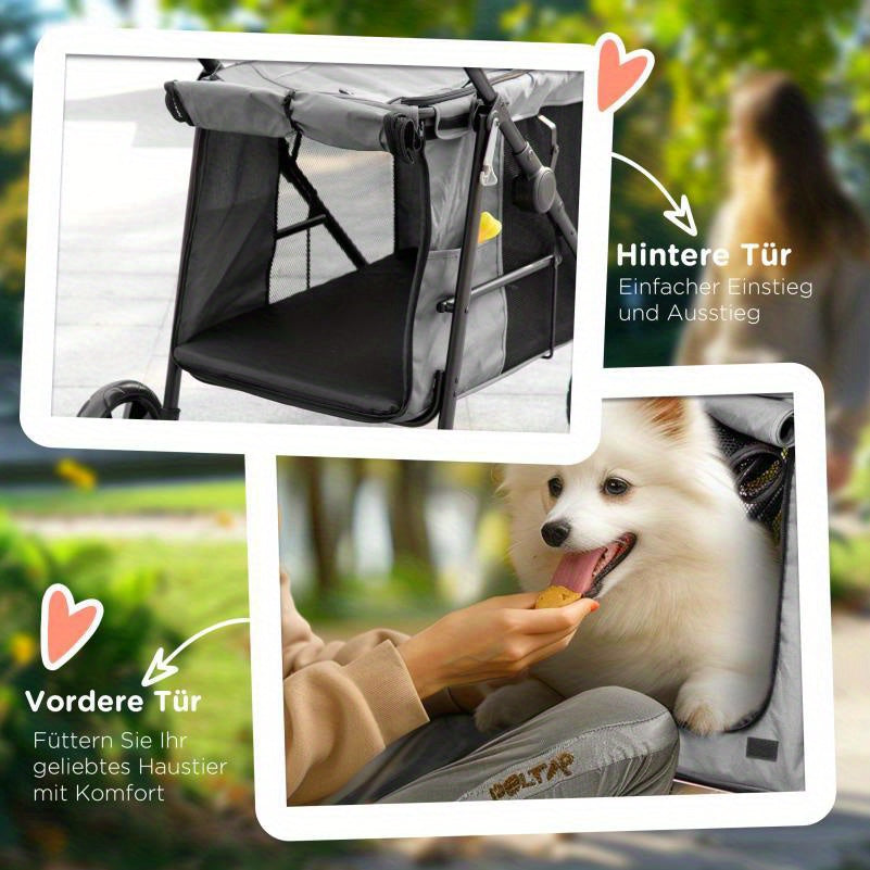 Hondenbuggy – Dierenwagen – Wandelwagen – Hondenkar – Huisdierenbuggy – Opvouwbaar – Oxford Stof – Max. 20 kg – Extra Groot – Lichtgewicht