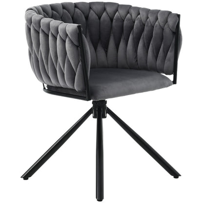 Draaifauteuil – Fauteuil – Lounge Stoel – Zithoek Stoel – Bureau Stoel – Velvet Bekleding – Metalen Onderstel – 360° Draaibaar – Max. 150 kg Belastbaar - Grijs