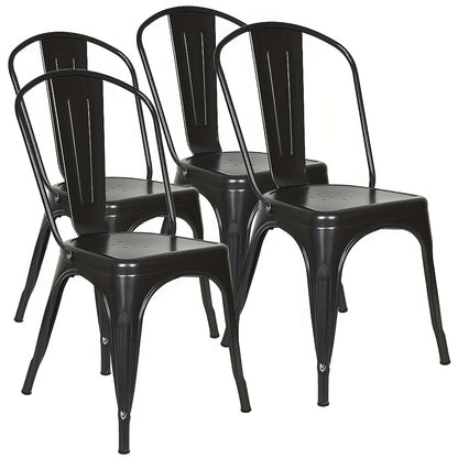 Metal Dining Chairs Set Of 4 Indoor Outdoor Chairs Patio Chairs Kitchen Metal Chairs Seat Height Restaurant Chair Metal Stackable Chair Bar Chairs Black
