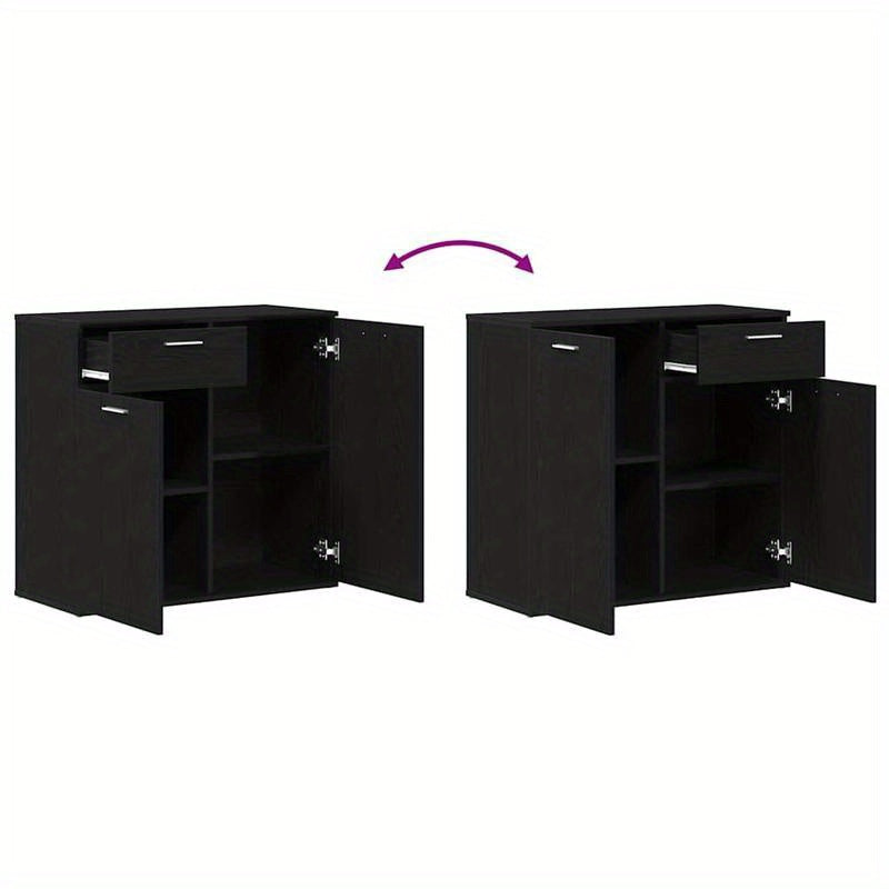 Ladekast – Kommode – Opbergkast – Dressoir – Ladenkast – Mat Zwart Met Gouden Handgrepen – Massief Hout, Volledig Gemonteerd