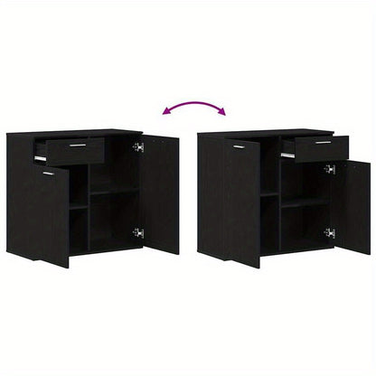 Ladekast – Kommode – Opbergkast – Dressoir – Ladenkast – Mat Zwart Met Gouden Handgrepen – Massief Hout, Volledig Gemonteerd