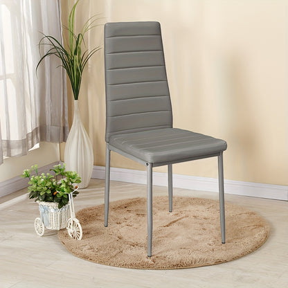 Eetkamerstoelen – Keukenstoelen – Stoelen – Dinerstoelen – Zitkamerstoelen – Kunstleren Bekleding – Ergonomische Hoge Rugleuning – Set van 6 – Armlijn Design – Grijs