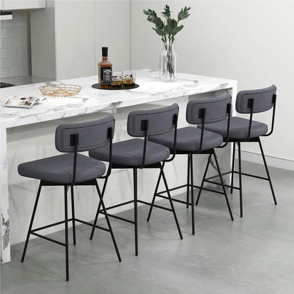 Barstoel – Barkruk – Barstoel Kruk – Barkrukken Set – Keukenstoel – Draaibaar – Zithoogte 63,5 cm – Gestoffeerd Met Rugleuning