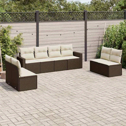 Loungeset – Tuinset – Loungesofa – Hoekbank – Buitenbank – Bruin Resin – Weerbestendig Resin – Comfortabele Polyester Kussens