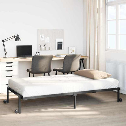 Bedframe – Inklapbaar Bedframe – Vouwbed – Stalen Bedframe – Opvouwbaar Bed – Stevig Stalen Frame – Ruimtebesparend Design – Maat 90x200 cm – Zwart