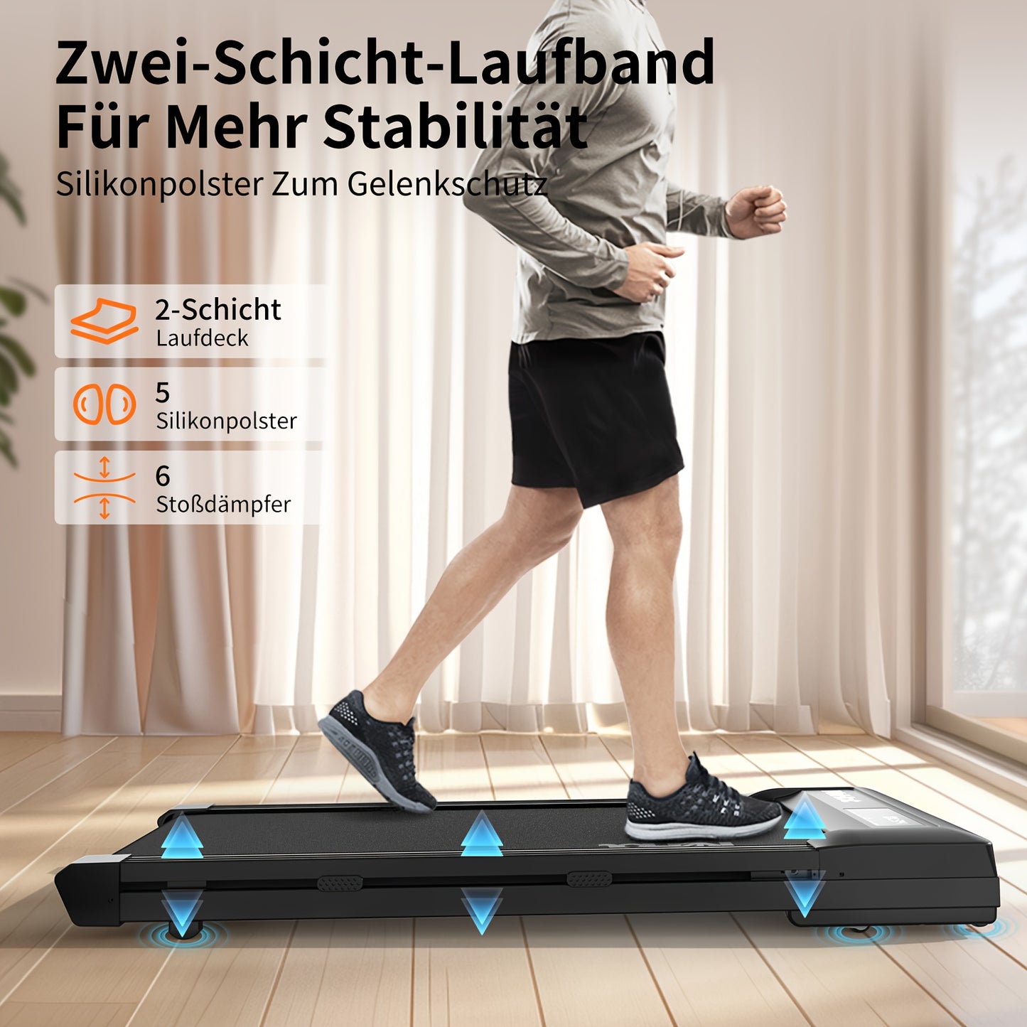 Loopband – Wandelband – Treadmill – Walking Pad – Hometrainer – Inklapbaar – 0-9° Helling – 1215x515 mm Loopvlak