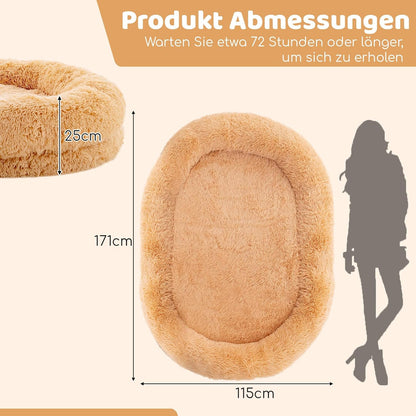 Oversized Hondenbed – Hondenmand – Huisdierenbed – Orthopedisch Bed – Dierenkussen – 171x115 cm – Orthopedisch Traagschuim – Wasbare Pluche Hoes – Bruin