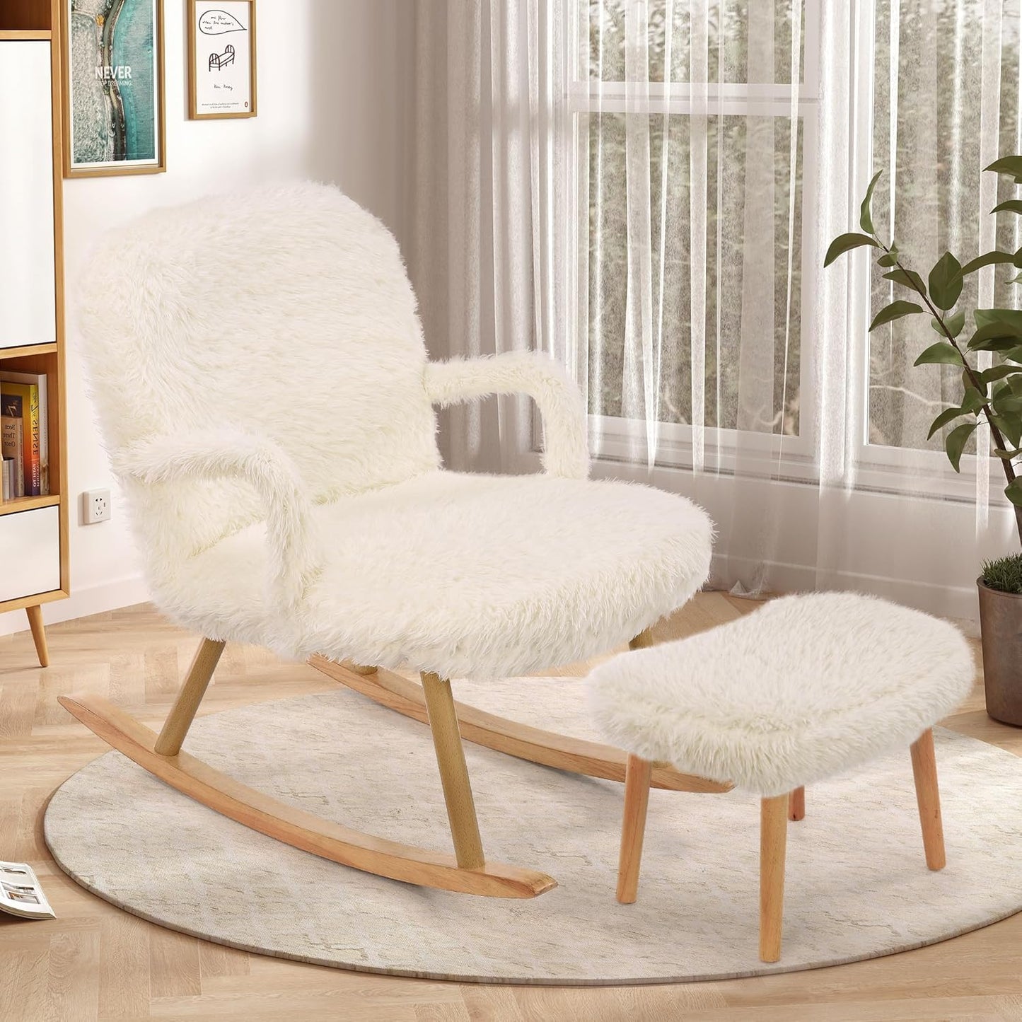 Fauteuil – Relaxstoel – Zithoekstoel – Loungefauteuil – Leunstoel – Gevoerd Met Voetenbank – Massief Houten Frame – Memory Foam Zitting – Belastbaar Tot 150 Kg