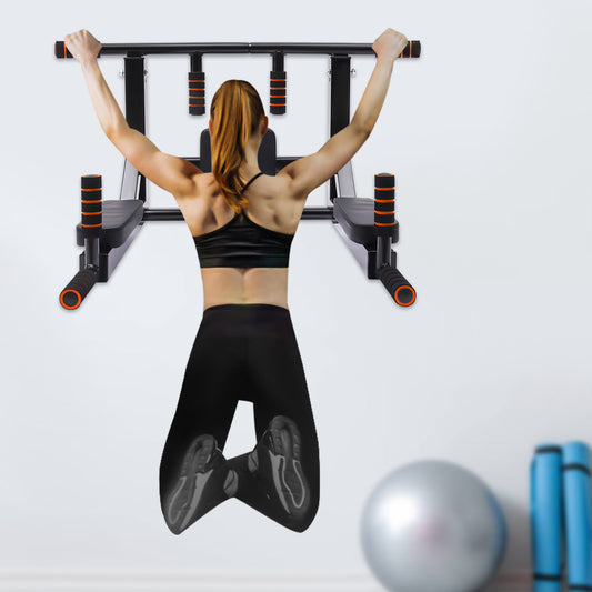 Optrekstang – Pull-up Bar – Chin-up Bar – Dipstation – Wandmontage – Zwart – Stabiele Constructie – Draagkracht 200 kg