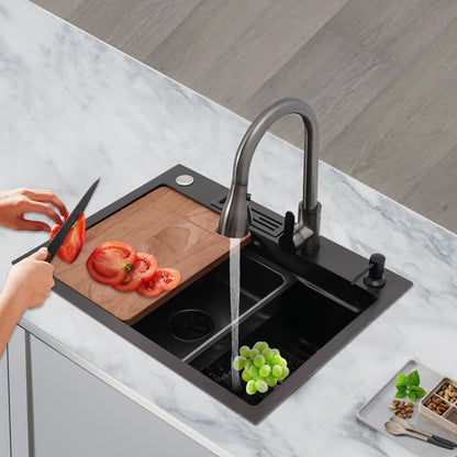 Sink set-60*45-Small waist pumping tap, stainless Steel Golden Rectangular Sink for Kitchens, Restaurants, Cafes, Bars, Hotels