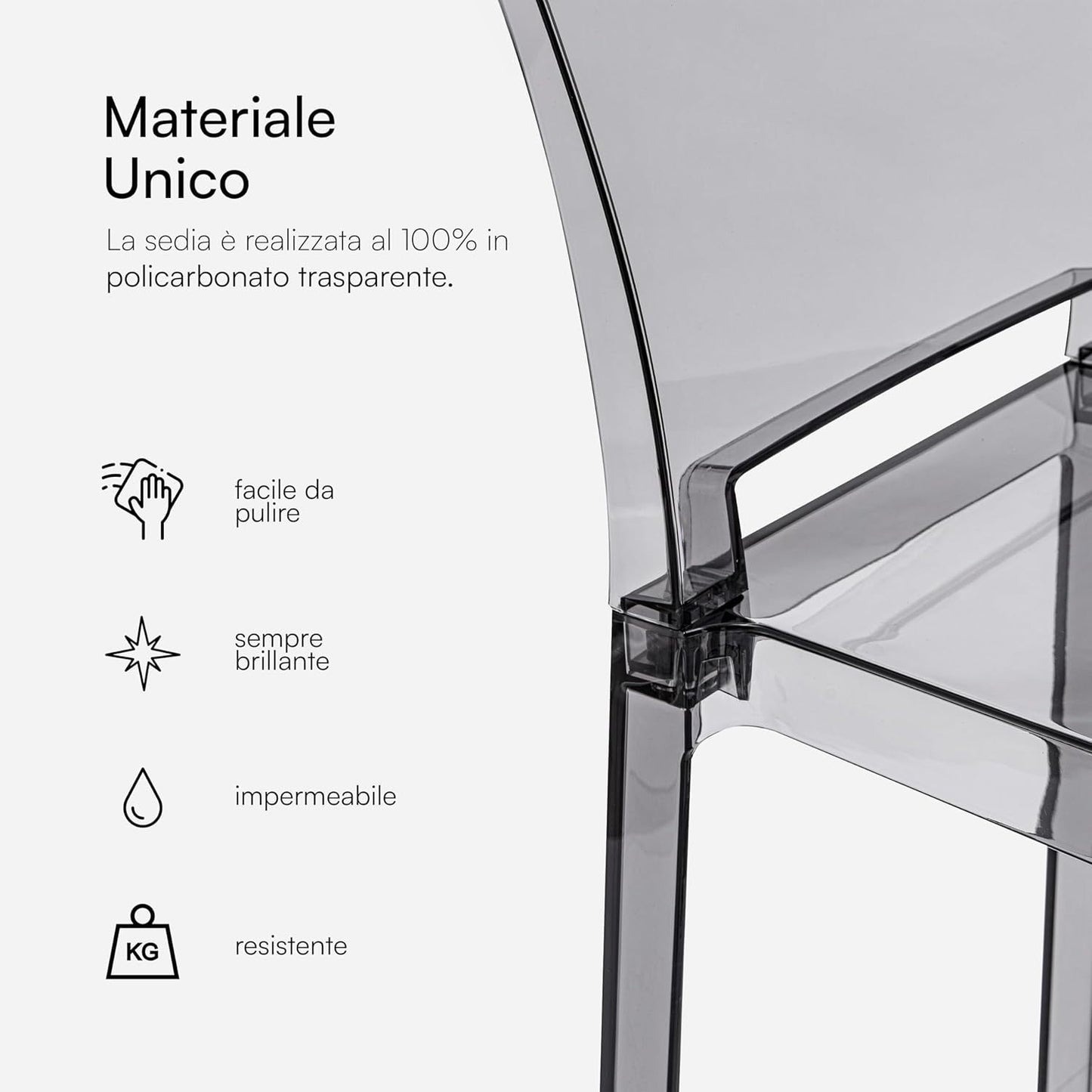 Krukken – Stoelen – Zithulpmiddelen – Zitmeubilair – Set Van 4 – Transparant Polycarbonaat – Ergonomische Gebogen Rugleuning