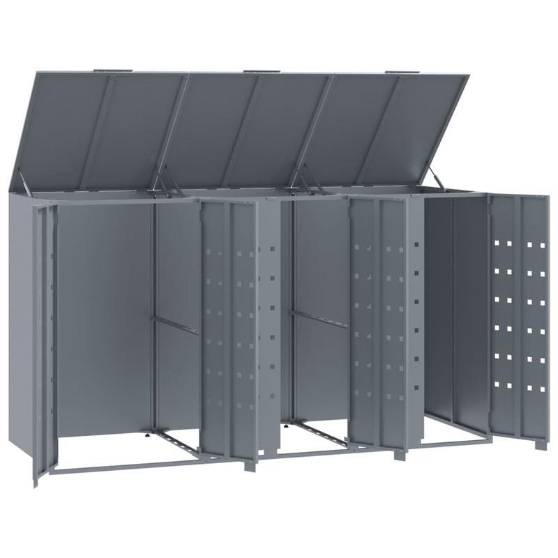 Vuilnisbak – Afvalbak – Prullenbak – Afvalcontainer – Afvalemmer – Grijs – Stevig Metaal – Ventilatie Met Wielen – 207x79x117 cm – Roestbestendig