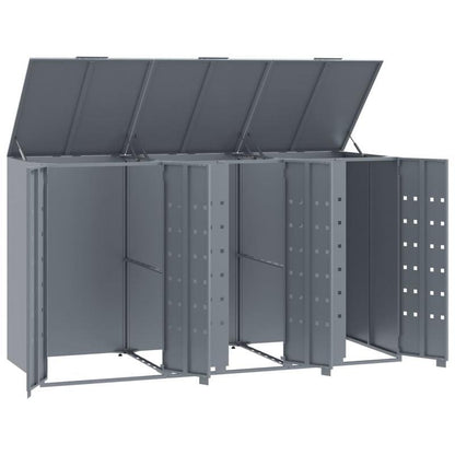 Vuilnisbak – Afvalbak – Prullenbak – Afvalcontainer – Afvalemmer – Grijs – Stevig Metaal – Ventilatie Met Wielen – 207x79x117 cm – Roestbestendig