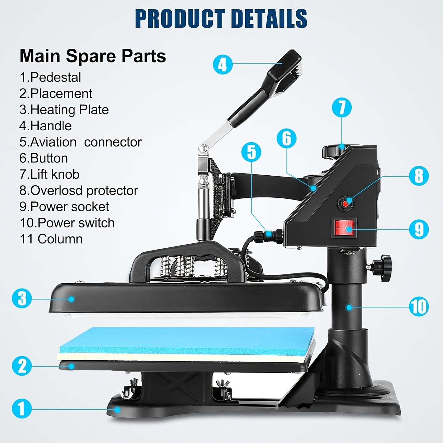 Transferpers – Hittepers – Warmtepers – Heat Press Machine – Textielpers – 30 x 38 cm Werkoppervlak – 360° Draaibaar