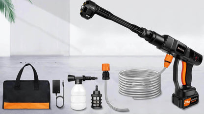 Hogedrukreiniger – Draadloze Hogedrukspuit – Accu Hogedrukreiniger – Mobiele Waterreiniger – Hogedrukapparaat – 2x Lithium-ion Batterijen – 45 Bar Druk & 5 Meter Waterslang